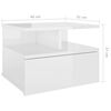 vidaXL Table de chevet flottante Blanc brillant Bois d'ing&eacute;nierie