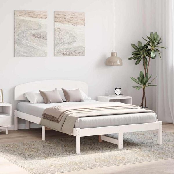 vidaXL Cadre de lit avec t&ecirc;te de lit Blanc 120 x 190 cm Pin massif