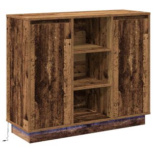 vidaXL Buffet LED Bois ancien 90 x 32 x 75 cm Bois d'ing&eacute;nierie