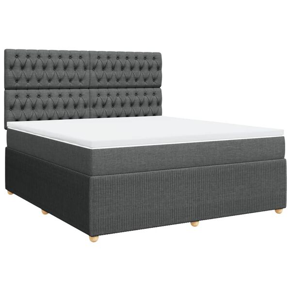 vidaXL Sommier &agrave; lattes de lit avec matelas Gris fonc&eacute; 180x200cm Tissu