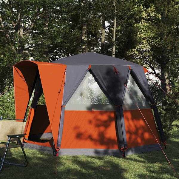vidaXL Tente Cabane avec toit Gris et orange 320 x 320 x 203 cm