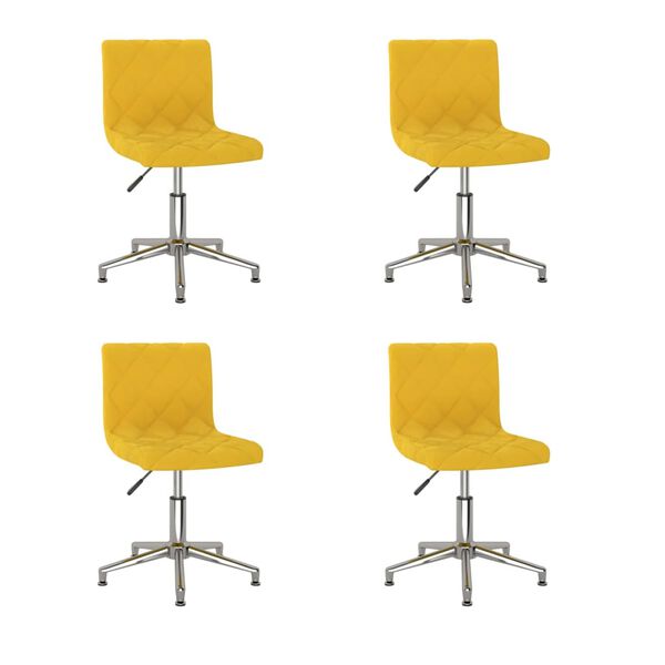 vidaXL Chaises pivotantes &agrave; manger lot de 4 jaune moutarde velours