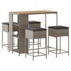 vidaXL Ensemble de bar de jardin 5 pcs avec coussins gris poly rotin