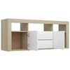 vidaXL Meuble TV Blanc et chêne sonoma 120x30x50 cm Bois d'ingénierie