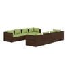 vidaXL Salon de jardin 9 pcs avec coussins r&eacute;sine tress&eacute;e marron
