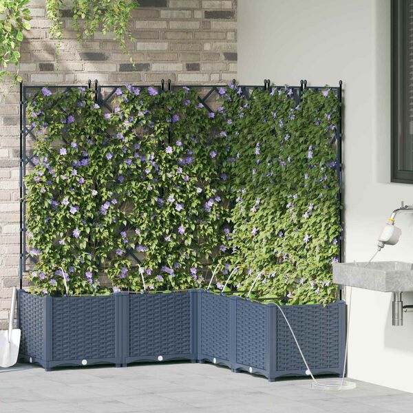 vidaXL Cache-pot de jardin 2 pcs Gris 80 x 40 x 125,5 cm Acier