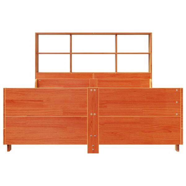 vidaXL Lit bibliothèque sans matelas cire marron 120x190cm bois massif
