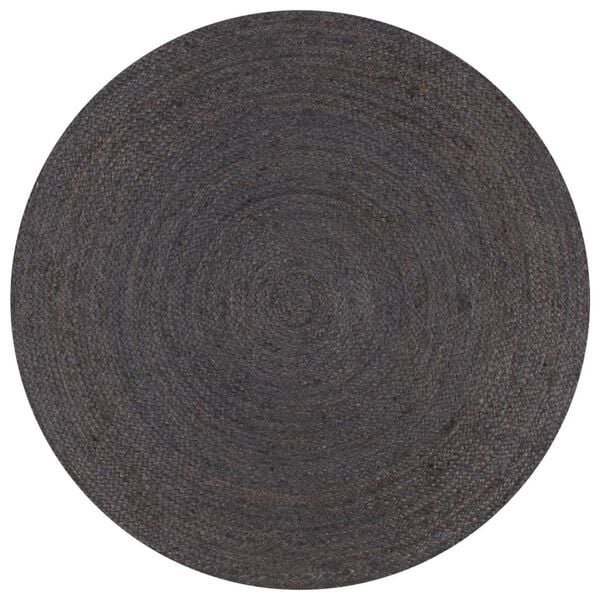 vidaXL Tapis fait à la main Jute Rond 120 cm Gris foncé