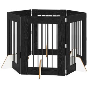 vidaXL Portillon pour chien avec supports 6 pcs Ch&ecirc;ne noir 60 x 80 cm