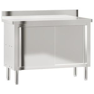 vidaXL Table de travail de cuisine avec portes coulissantes inox