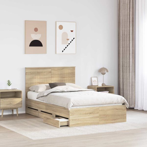 vidaXL Cadre de lit Ch&ecirc;ne Sonoma 120 x 190 cm Bois Ing&eacute;nierie