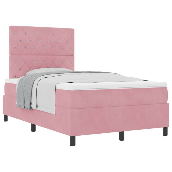 vidaXL Lit &agrave; ressorts avec matelas Rose 120 x 190 cm Velours