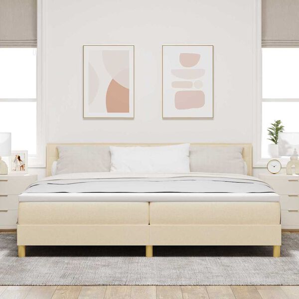 vidaXL Lit &agrave; ressorts avec coussin Cr&egrave;me 200 x 200 cm tissu