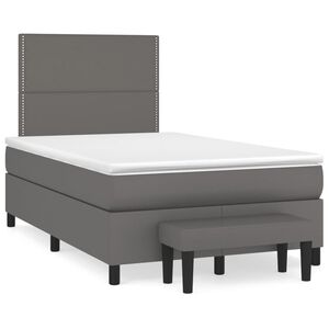 vidaXL Sommier &agrave; lattes de lit avec matelas gris 120x190 cm similicuir