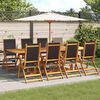 vidaXL Chaises de jardin pliantes lot de 8 acacia massif et textil&egrave;ne