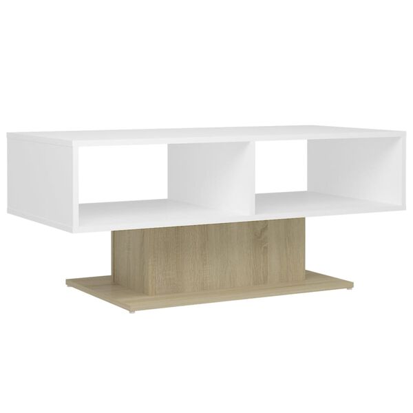 vidaXL Table basse blanc et ch&ecirc;ne sonoma bois d'ing&eacute;nierie