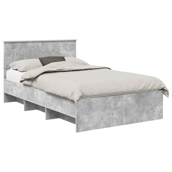 vidaXL Cadre de lit Gris b&eacute;ton 120 x 123 cm Bois d'ing&eacute;nierie