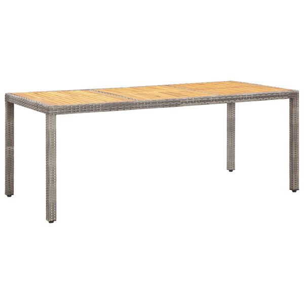 vidaXL Table de jardin Gris 190x90x75 cm Résine tressée et acacia