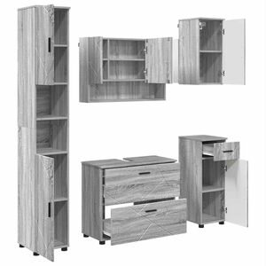 vidaXL Ensemble de mobilier de salle de bain 5 pc Gris Sonoma