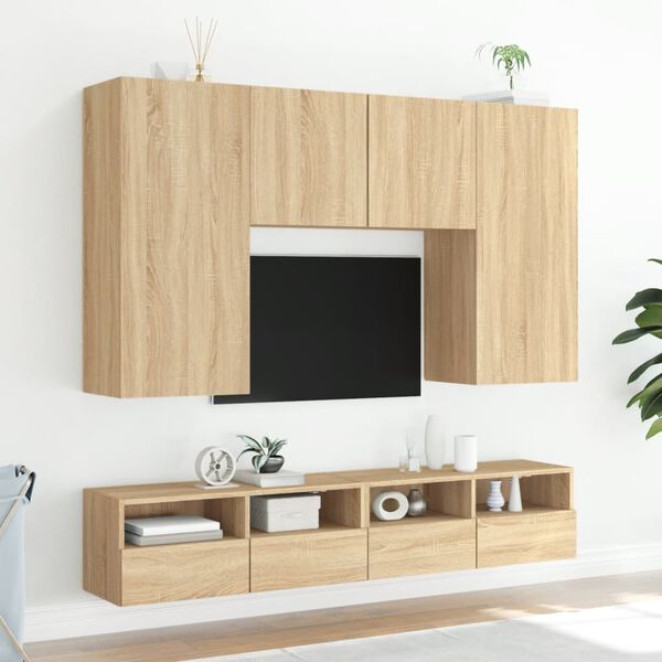 vidaXL Meuble TV mural ch&ecirc;ne sonoma 100x30x30 cm bois d'ing&eacute;nierie