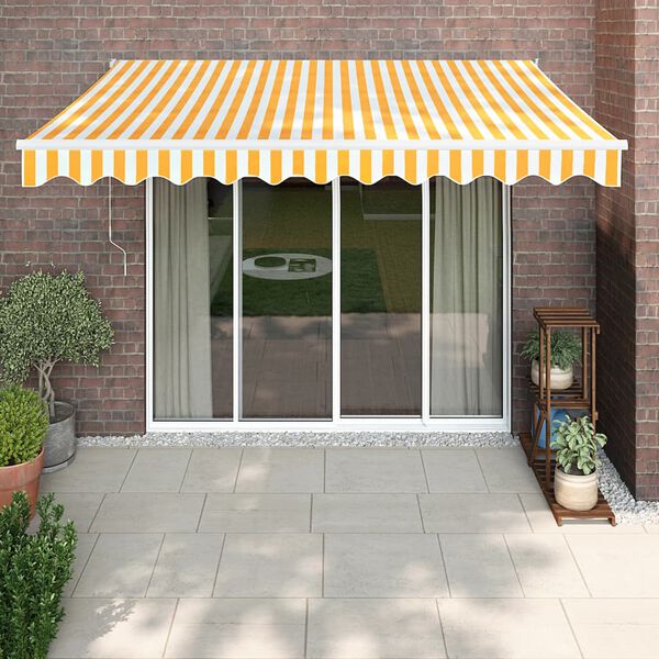vidaXL Auvent r&eacute;tractable jaune et blanc 3x2,5 m tissu et aluminium