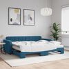 vidaXL Lit de jour avec lit gigogne et matelas bleu 90x200 cm velours