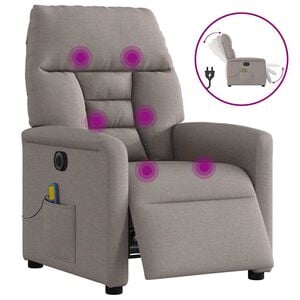 vidaXL Fauteuil de massage inclinable &eacute;lectrique Taupe Tissu