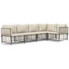 vidaXL Salon de jardin 5 pcs avec coussins anthracite r&eacute;sine tress&eacute;e