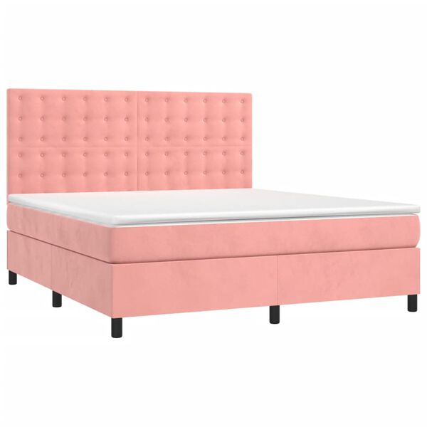 vidaXL Sommier &agrave; lattes de lit matelas et LED Rose 160x200 cm Velours