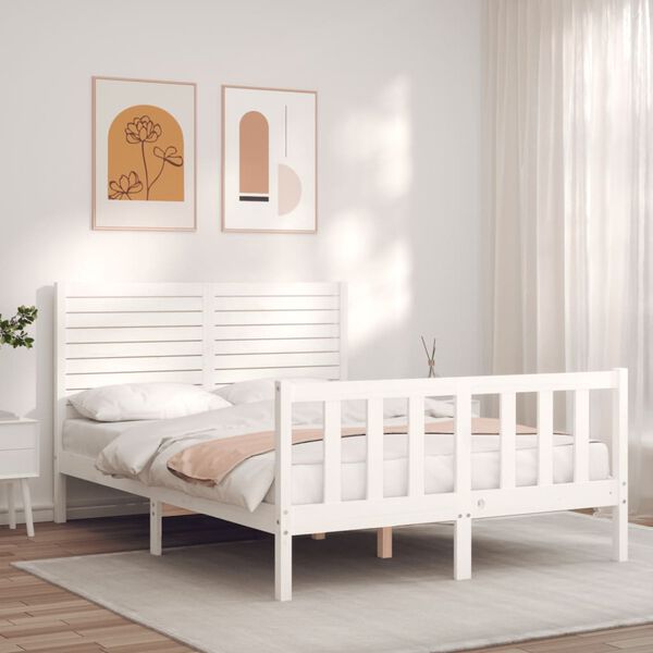 vidaXL Cadre de lit sans matelas blanc 140x190 cm bois de pin massif