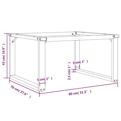 vidaXL Pieds de table basse cadre en O 80x70x43 cm fonte