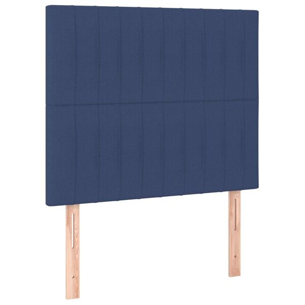 vidaXL T&ecirc;te de lit &agrave; LED Bleu 90x5x118/128 cm Tissu