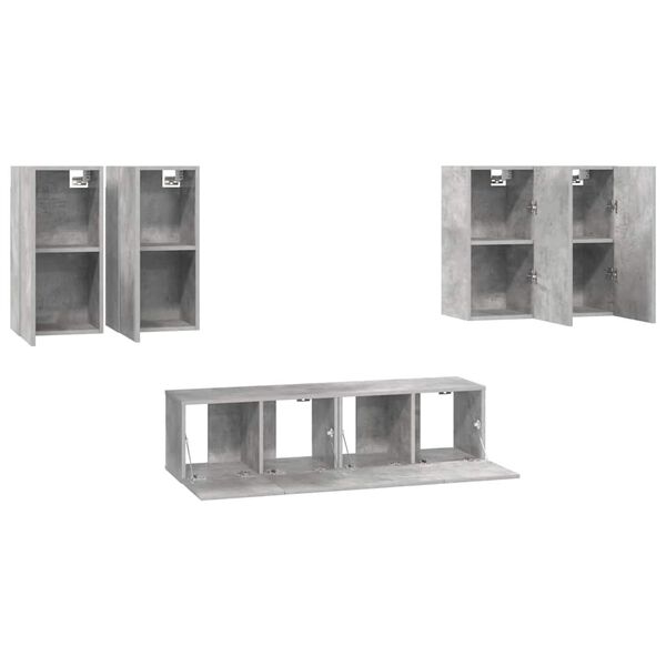 vidaXL Ensemble de meuble TV 6 pcs Gris béton Bois d'ingénierie