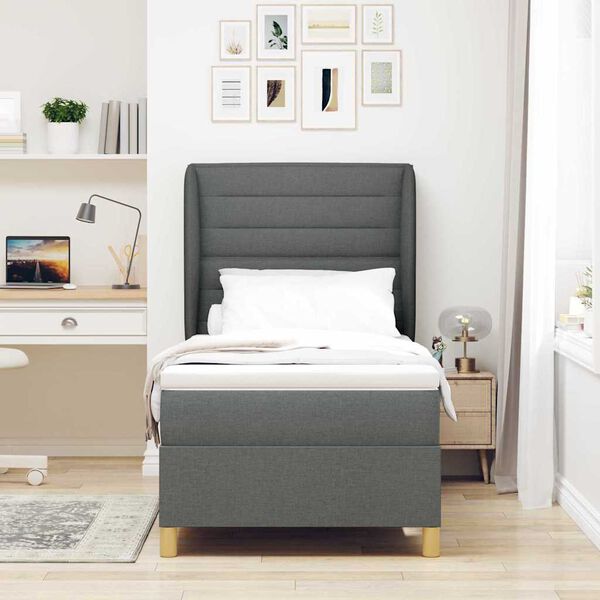 vidaXL Lit &agrave; ressorts avec matelas gris fonc&eacute; 90x190 cm Gris fonc&eacute;