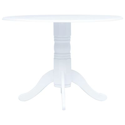 vidaXL Table de salle à manger Blanc 106 cm Bois d'hévéa massif