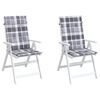 vidaXL Coussins de chaise jardin à dossier haut lot de 2 carreaux gris