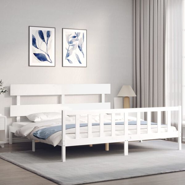 vidaXL Cadre de lit sans matelas blanc bois massif de pin