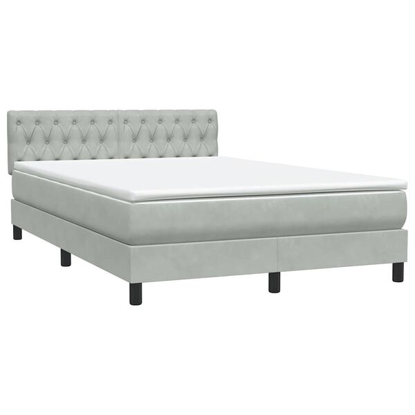 vidaXL Sommier &agrave; lattes de lit et matelas gris clair 160x220cm velours