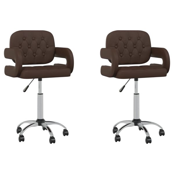 vidaXL Chaises pivotantes &agrave; manger lot de 2 marron similicuir