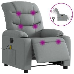 vidaXL Fauteuil de massage inclinable &eacute;lectrique gris clair tissu