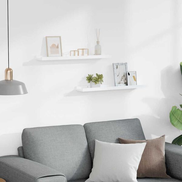 vidaXL &Eacute;tag&egrave;res &agrave; rebord pour cadre photo 2 pcs Blanc 60x9x3 cm MDF