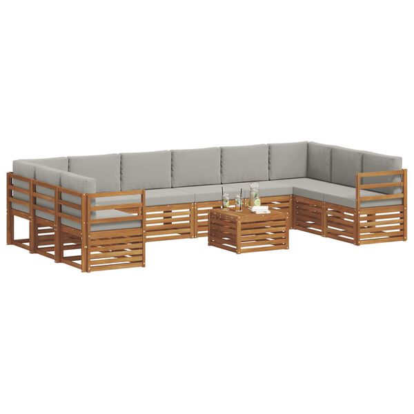 vidaXL Ensemble de canap&eacute; d'angle 11 pcs Gris Naturel et Clair