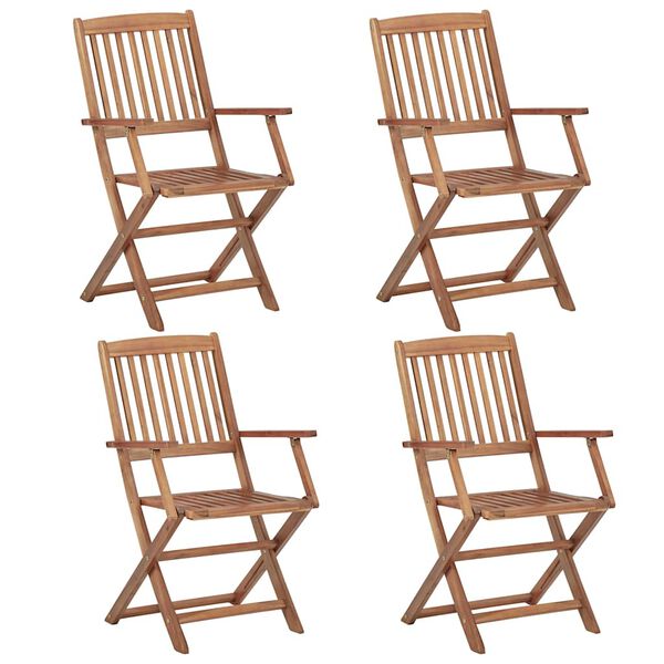 vidaXL Chaises pliables de jardin lot de 4 avec coussins Bois d'acacia