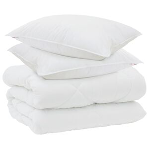 vidaXL Duvet d'hiver avec oreiller 3 pi&egrave;ces Blanc Microfibre