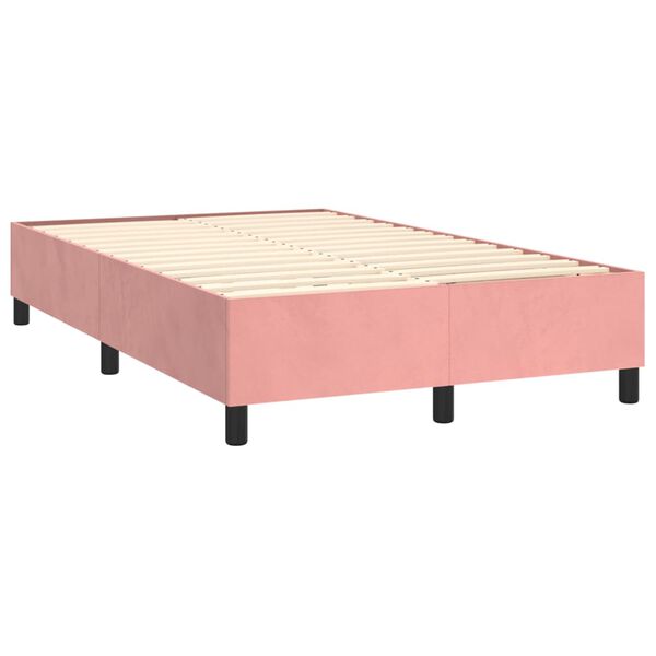 vidaXL Sommier &agrave; lattes de lit avec matelas Rose 120x200 cm Velours
