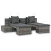 vidaXL Salon de jardin 4 pcs avec coussins R&eacute;sine tress&eacute;e Gris