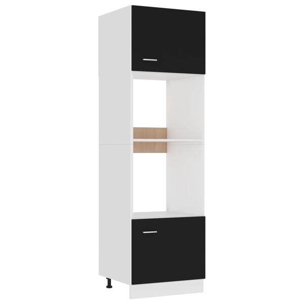vidaXL Meuble micro-ondes "Lyon" noir 60 x 57 x 207 cm Bois d'ingénierie