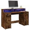vidaXL Bureau et lumi&egrave;res LED ch&ecirc;ne fum&eacute; 140x55x91cm bois d'ing&eacute;nierie