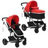 vidaXL Poussette/Landau B&eacute;b&eacute; 2-en-1 Aluminium Rouge et Noir