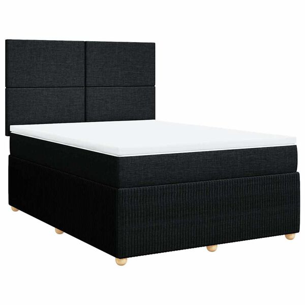 vidaXL Sommier &agrave; lattes de lit avec matelas Noir 160x200 cm Tissu